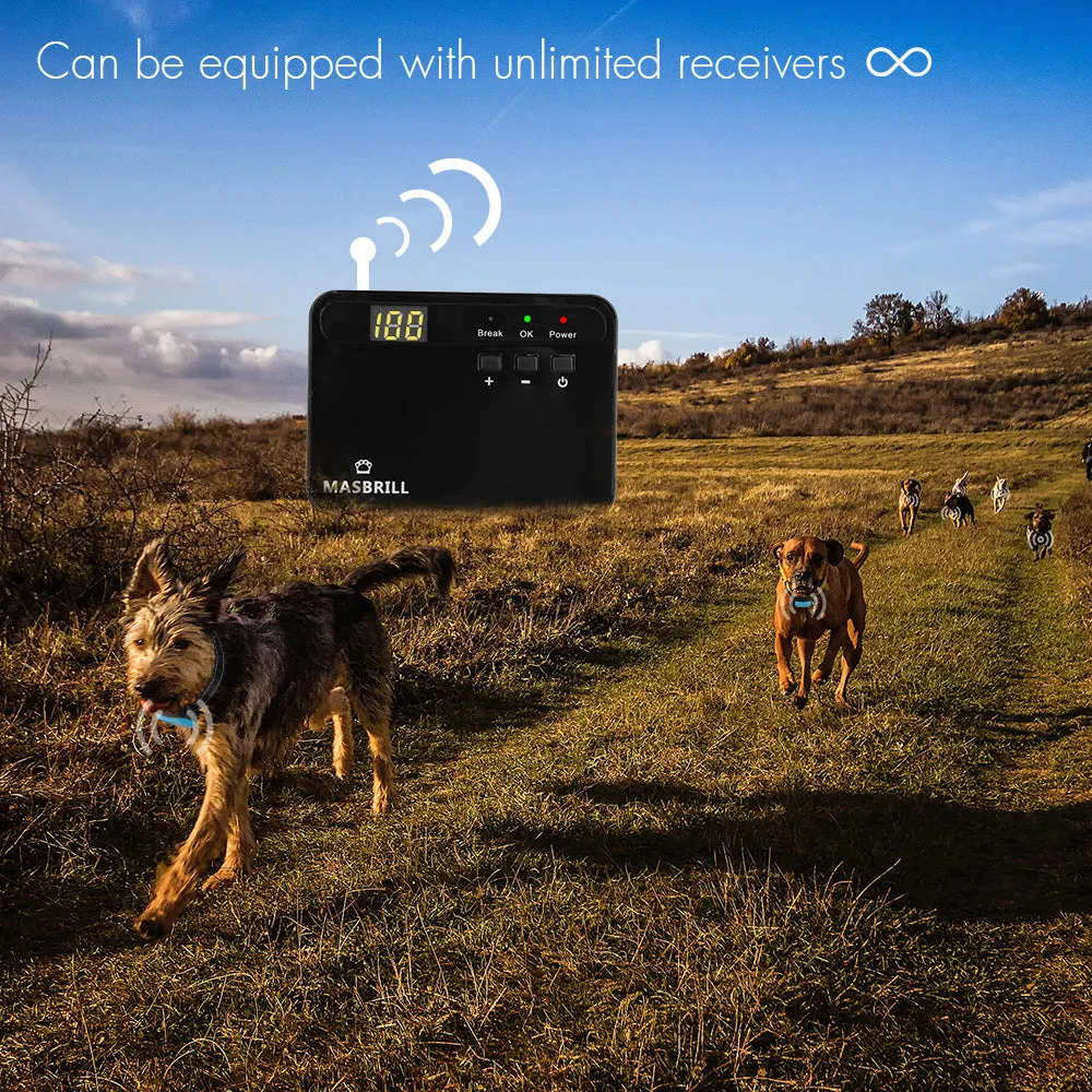 MASBRILL Electric Dog Fence, Underground Electric Dog Fence Rechargeable Dog Fence for Small Medium Large Dogs, 650 Ft Wire with 1 Collars