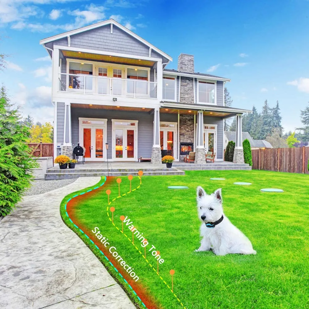 MASBRILL Electric Dog Fence, Underground Electric Dog Fence Rechargeable Dog Fence for Small Medium Large Dogs, 650 Ft Wire with 1 Collars