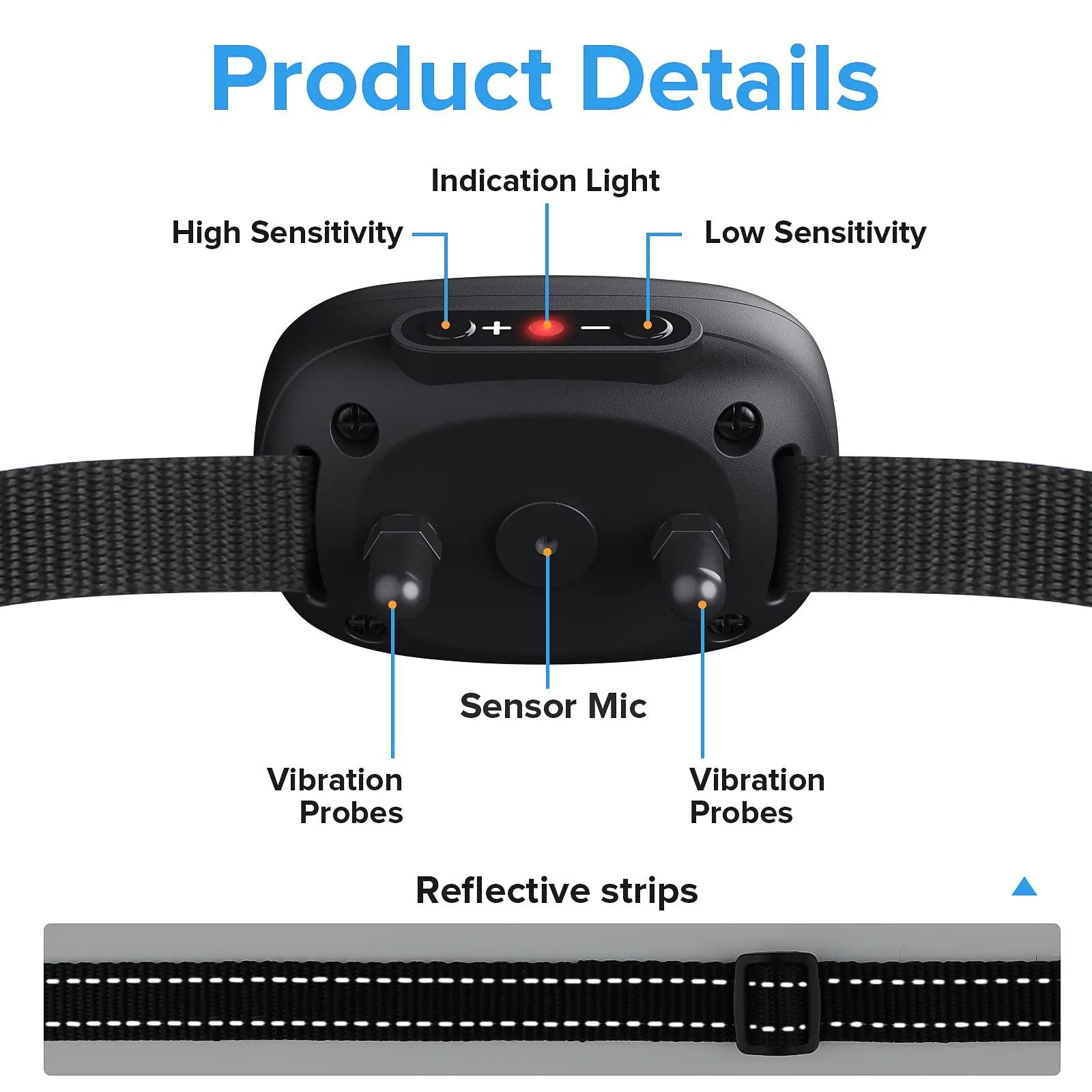 Masbrill No Shock Small Dog Bark Collar Most Humane Stop Barking Collar Control Device-PET687V