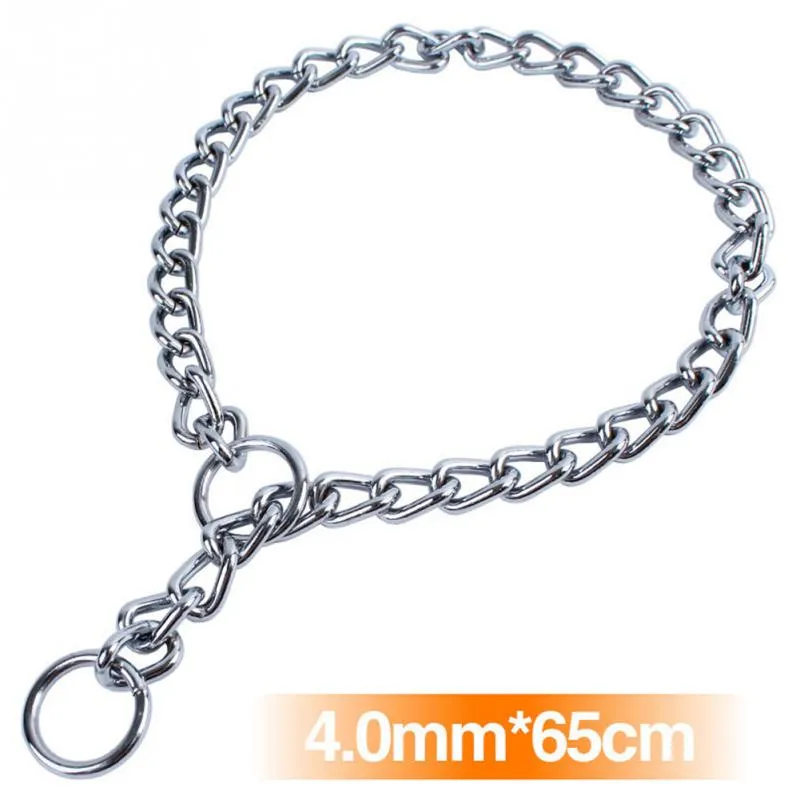 Metal Stainless Steel Chain Dog Collar Double Row Chrome Plated Training Show Collar Adjustable Safety Control