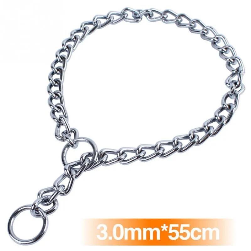 Metal Stainless Steel Chain Dog Collar Double Row Chrome Plated Training Show Collar Adjustable Safety Control