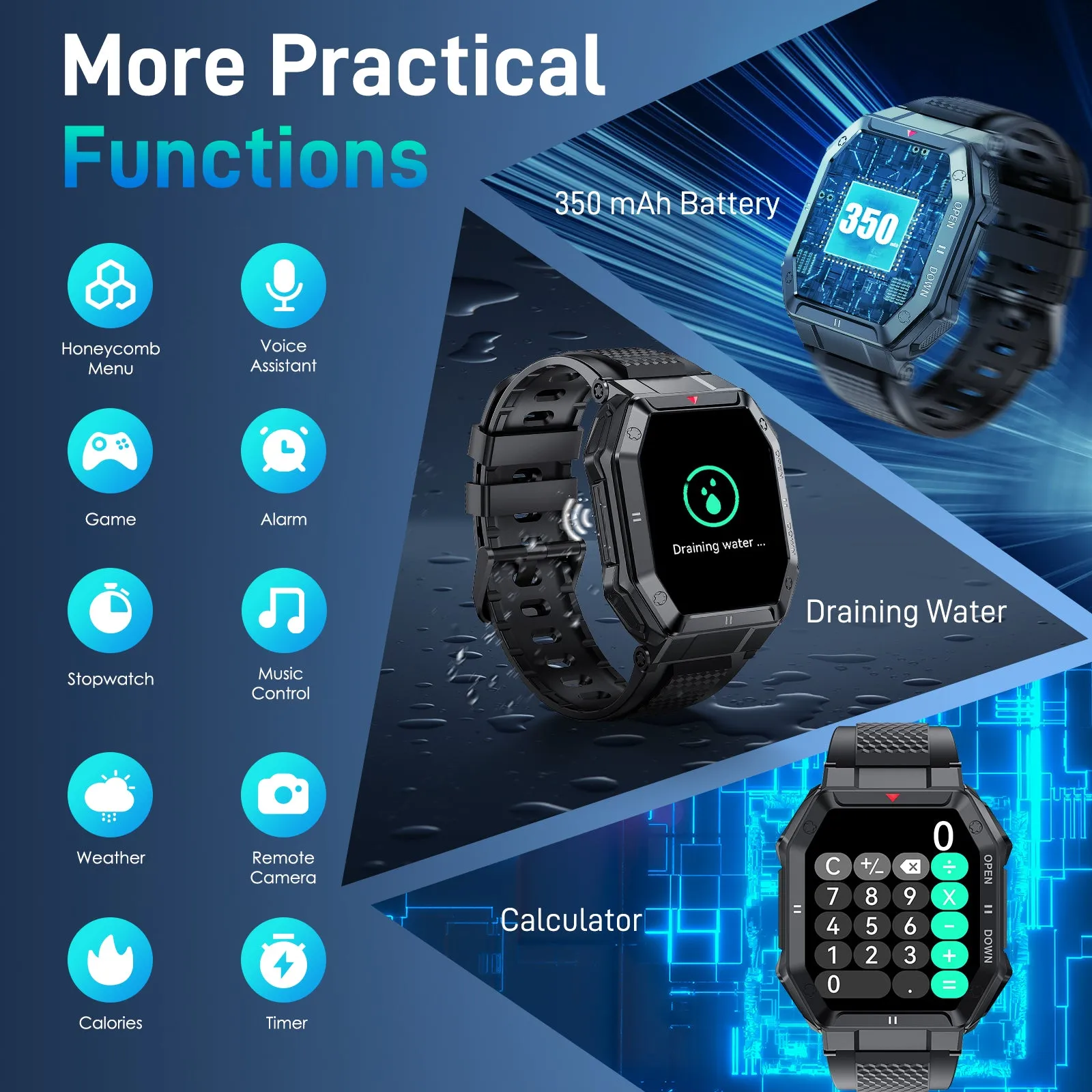 Military Smart Watch for Men with Call (Answer/Make) Outdoor Tactical Sports Watch Rugged 1.85" HD Big Screen Fitness Tracker Heart Rate Sleep Monitor Smartwatch Compatible with Android iPhone Samsung
