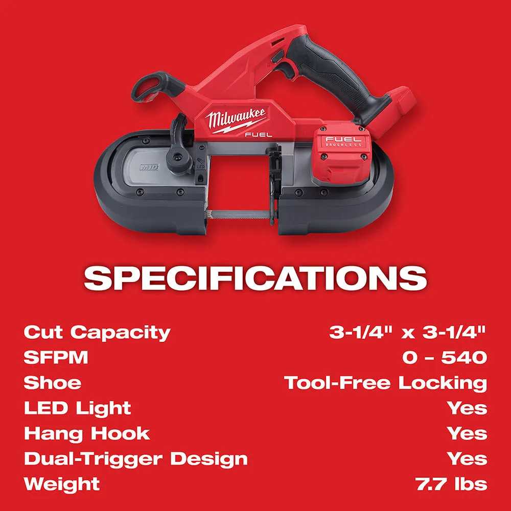 Milwaukee 2829S-20 M18 Fuel Compact Dual-Trigger Band Saw, Bare