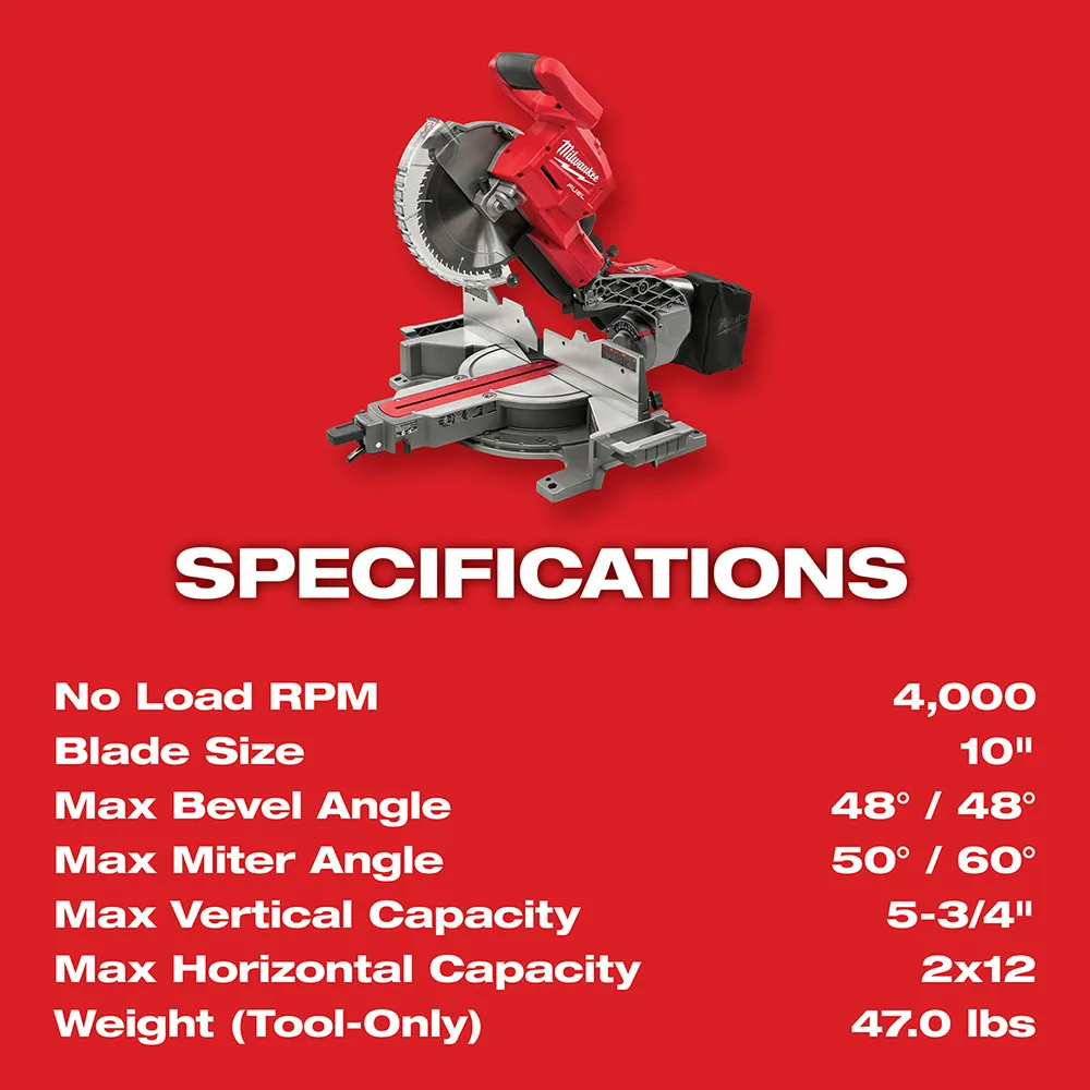 Milwaukee M18 Fuel 10" Dual Bevel Sliding Compound Miter Saw Kit