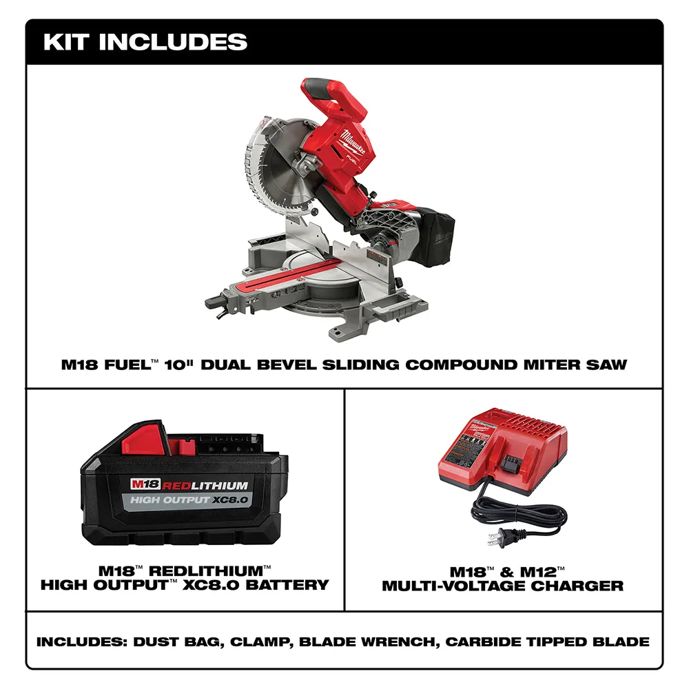 Milwaukee M18 Fuel 10" Dual Bevel Sliding Compound Miter Saw Kit
