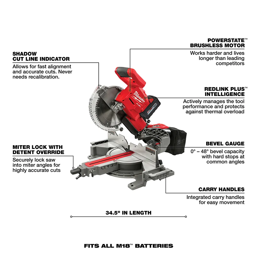 Milwaukee M18 Fuel 10" Dual Bevel Sliding Compound Miter Saw Kit