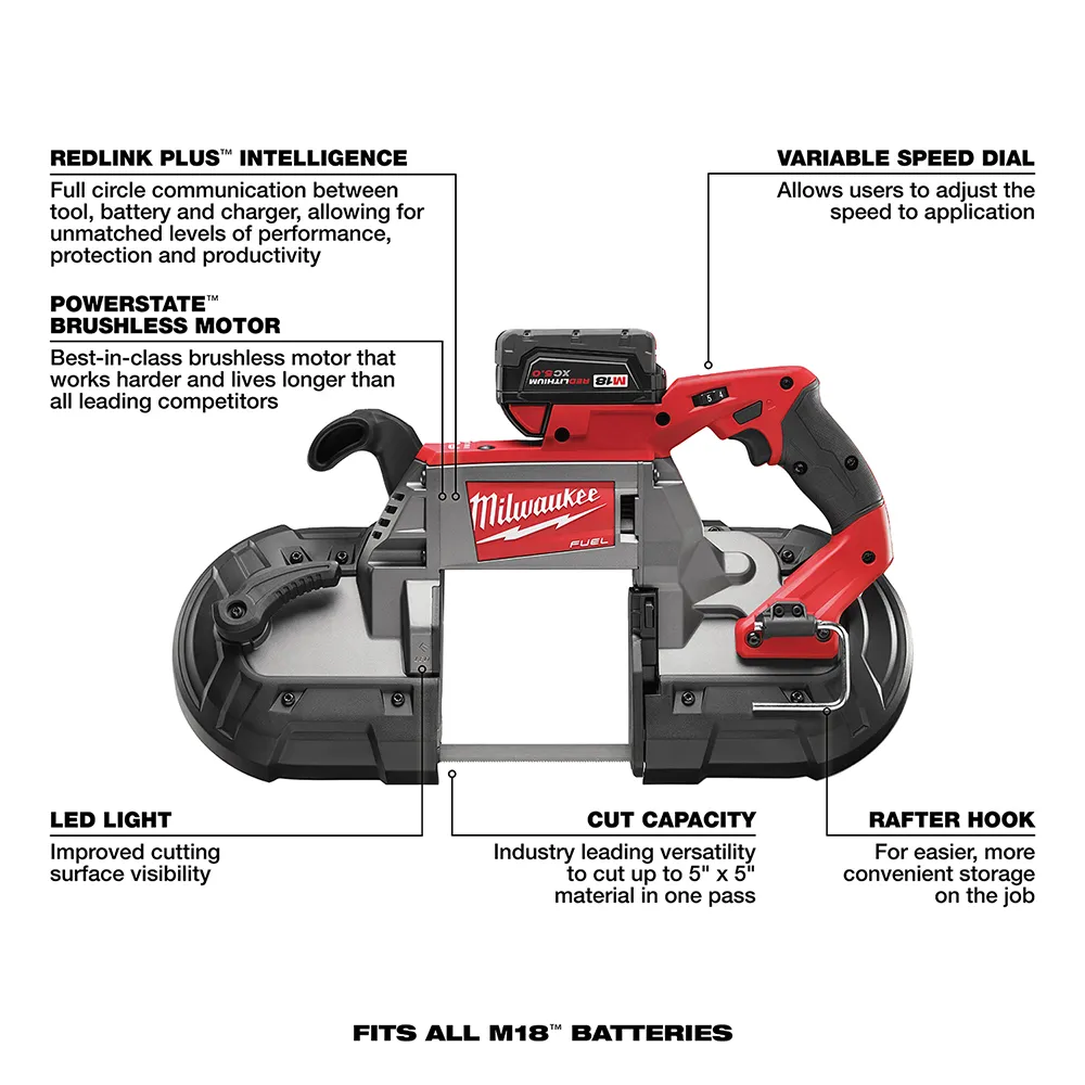 Milwaukee M18 Fuel Deep Cut Band Saw - 2 Battery Kit