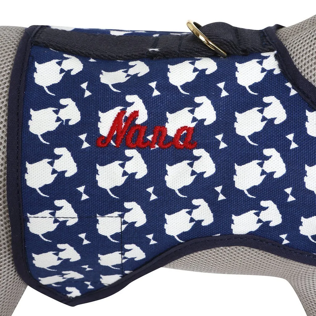 Navy Signature Print Luxury Dog Harness