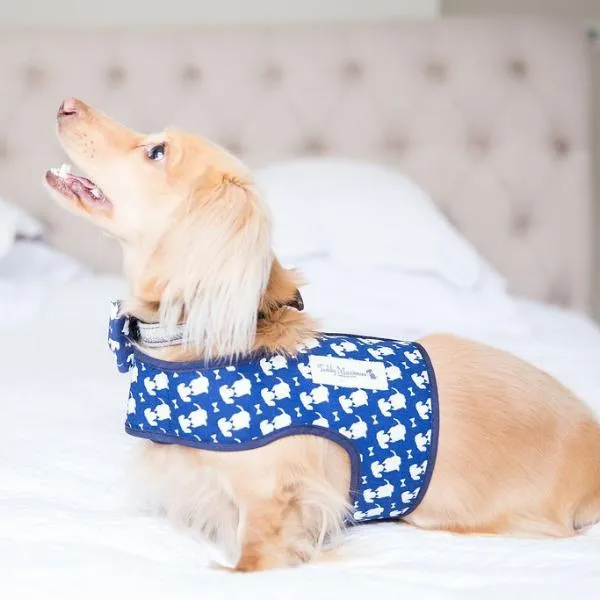 Navy Signature Print Luxury Dog Harness