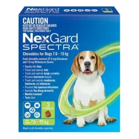 NEXGARD SPECTRA GREEN chews for Small Dogs 7.6 ~ 15kg - Heartworm & Worming   Flea & Tick Protection