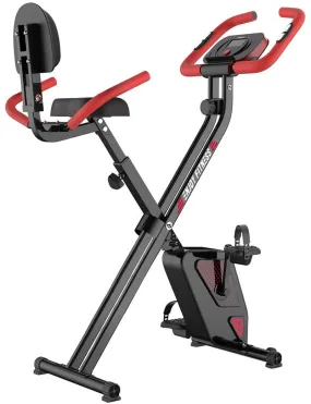 pooboo Folding Exercise Bike Indoor Cycling Bike Magnetic Upright Bike Stationary Bike with Dumbbells,Arm Resistance Bands,Pulse Sensor,LCD Monitor pooboo Folding Exercise Bike Indoor Cycling Bike Magnetic Upright Bike Stationary Bike with Dumbbells,Arm Resistance Bands,Pulse Sensor,LCD Monitor