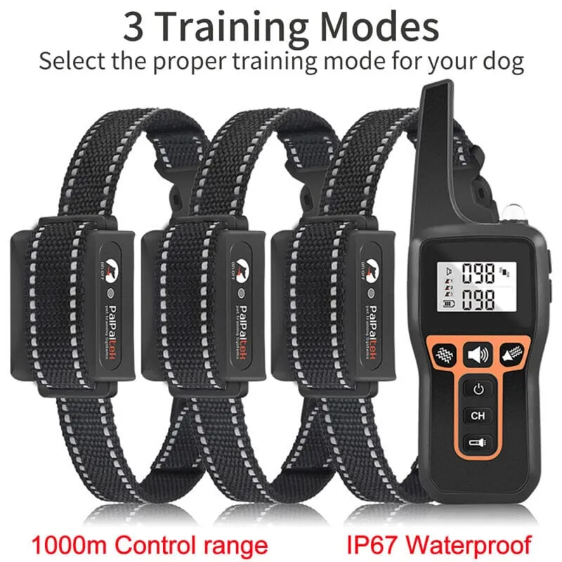 PPTekPro™ Remote Dog Shock Training Collar: 3280ft, Rechargeable, Waterproof LCD