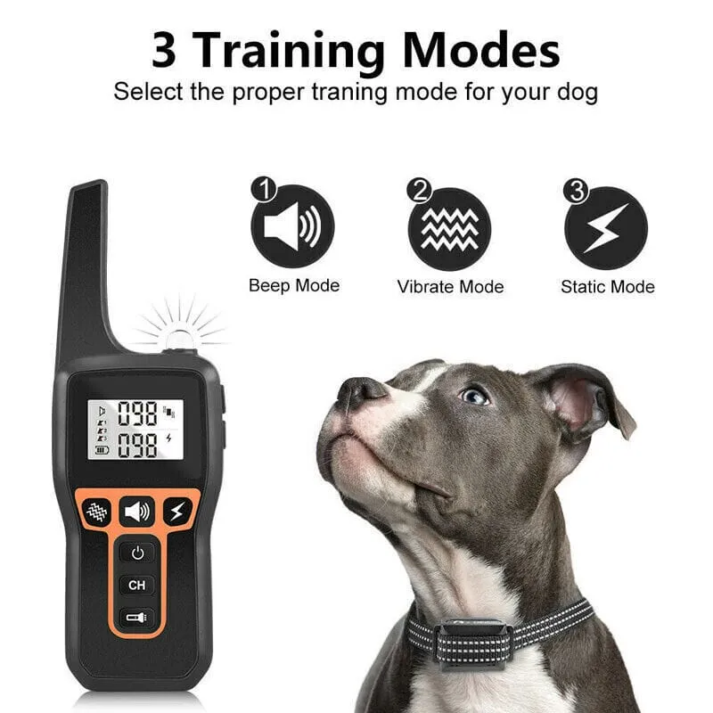 PPTekPro™ Remote Dog Shock Training Collar: 3280ft, Rechargeable, Waterproof LCD