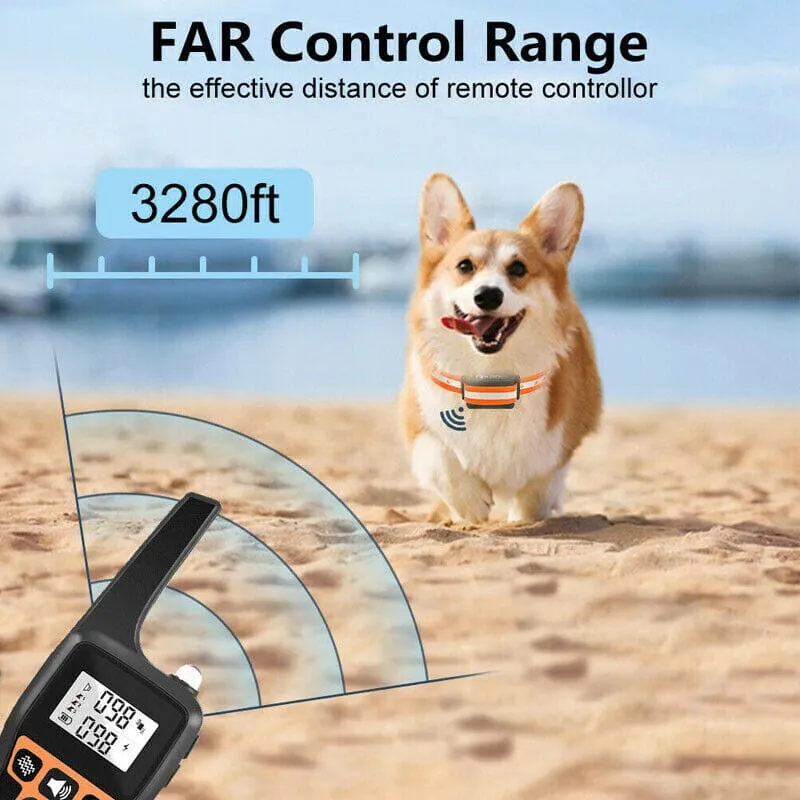 PPTekPro™ Remote Dog Shock Training Collar: 3280ft, Rechargeable, Waterproof LCD