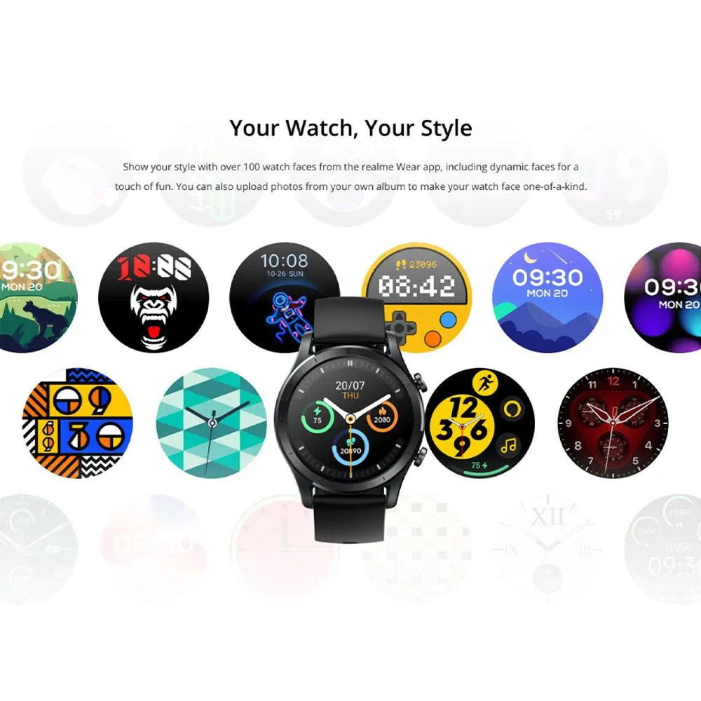 Realme TechLife Watch R100 RMW2106 Smart Watch Black Aluminum Case With Black Silicone Strap