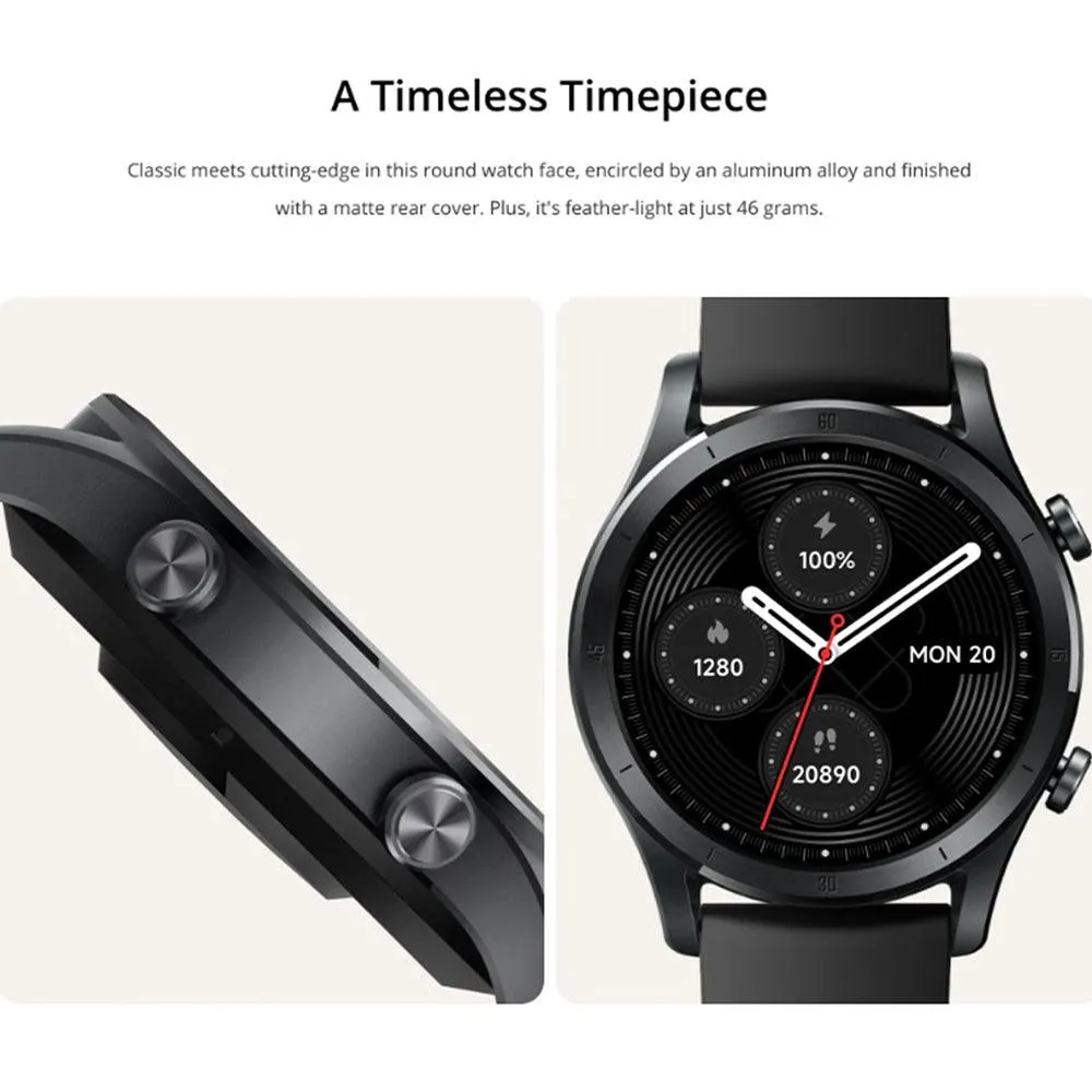 Realme TechLife Watch R100 RMW2106 Smart Watch Black Aluminum Case With Black Silicone Strap