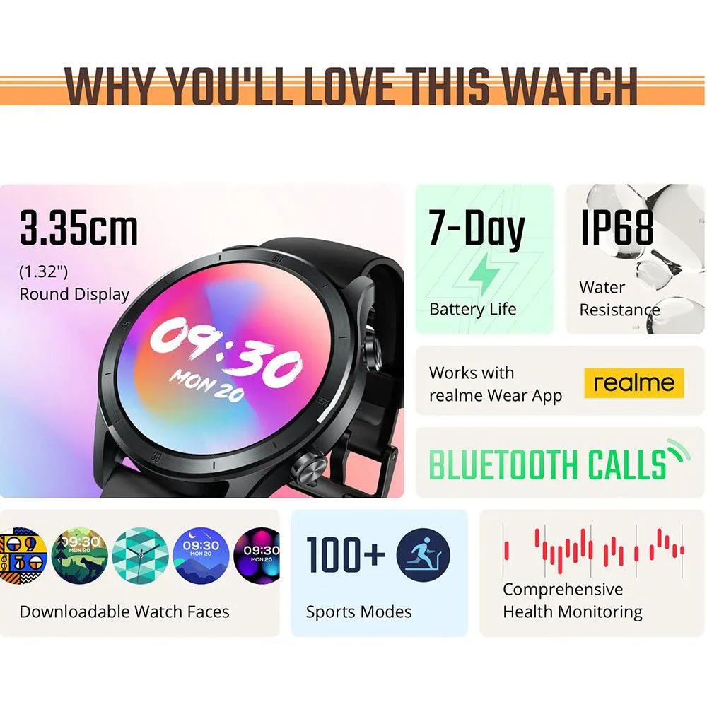 Realme TechLife Watch R100 RMW2106 Smart Watch Gray Aluminum Case With Gray Silicone Strap