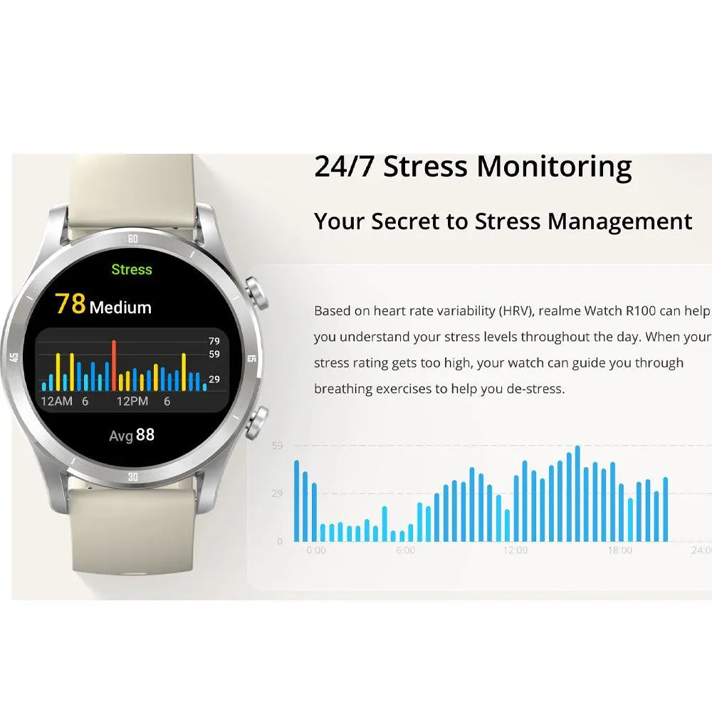 Realme TechLife Watch R100 RMW2106 Smart Watch Gray Aluminum Case With Gray Silicone Strap