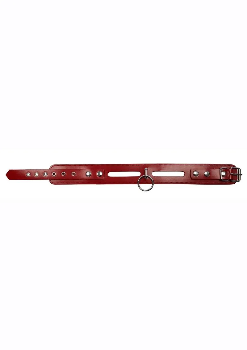 Rouge Leather Fashion Bondage Collar with O-Ring