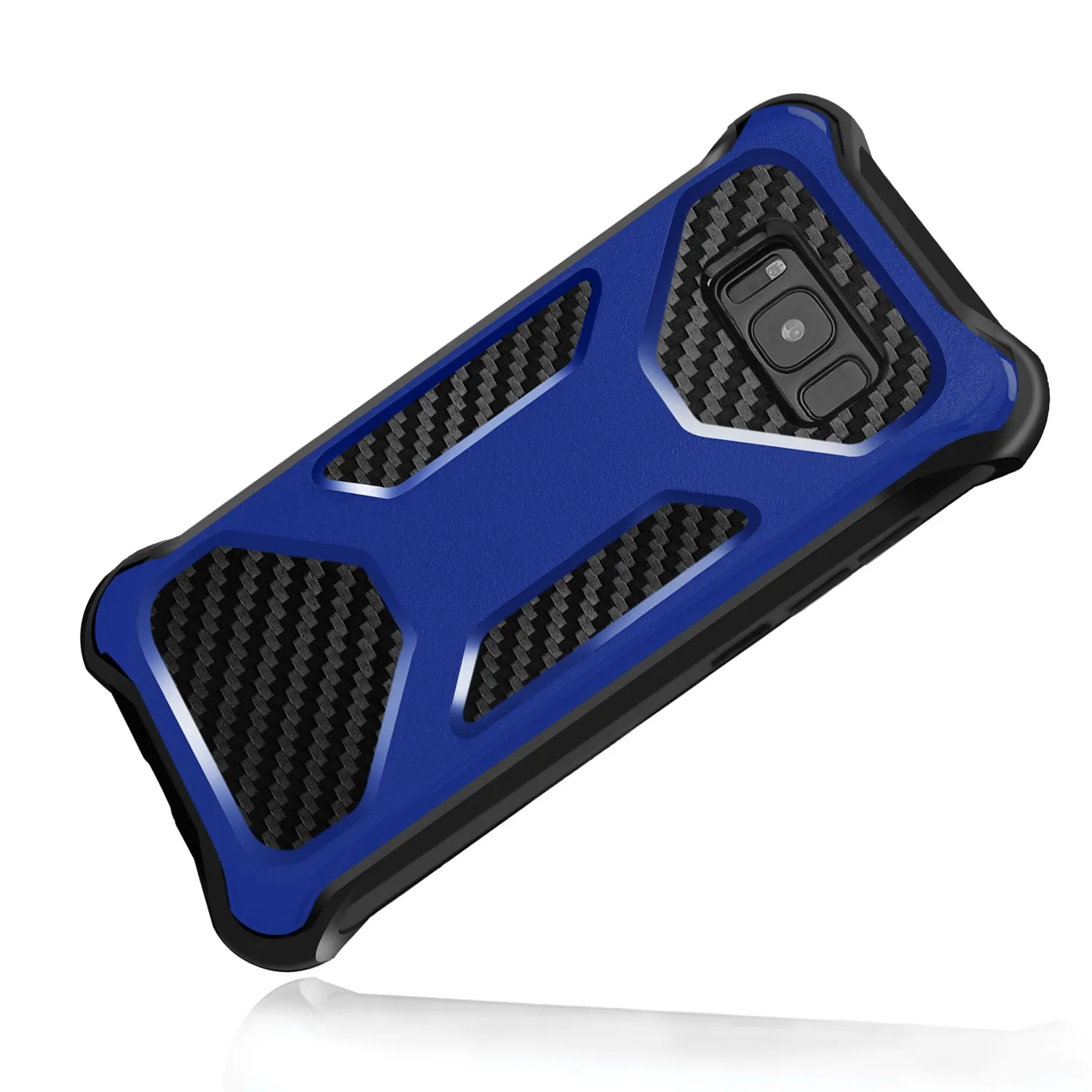 Samsung Galaxy Note 8 Case, Rugged Carbon Fiber Holster Combo Kickstand Clip Case Cover - Blue