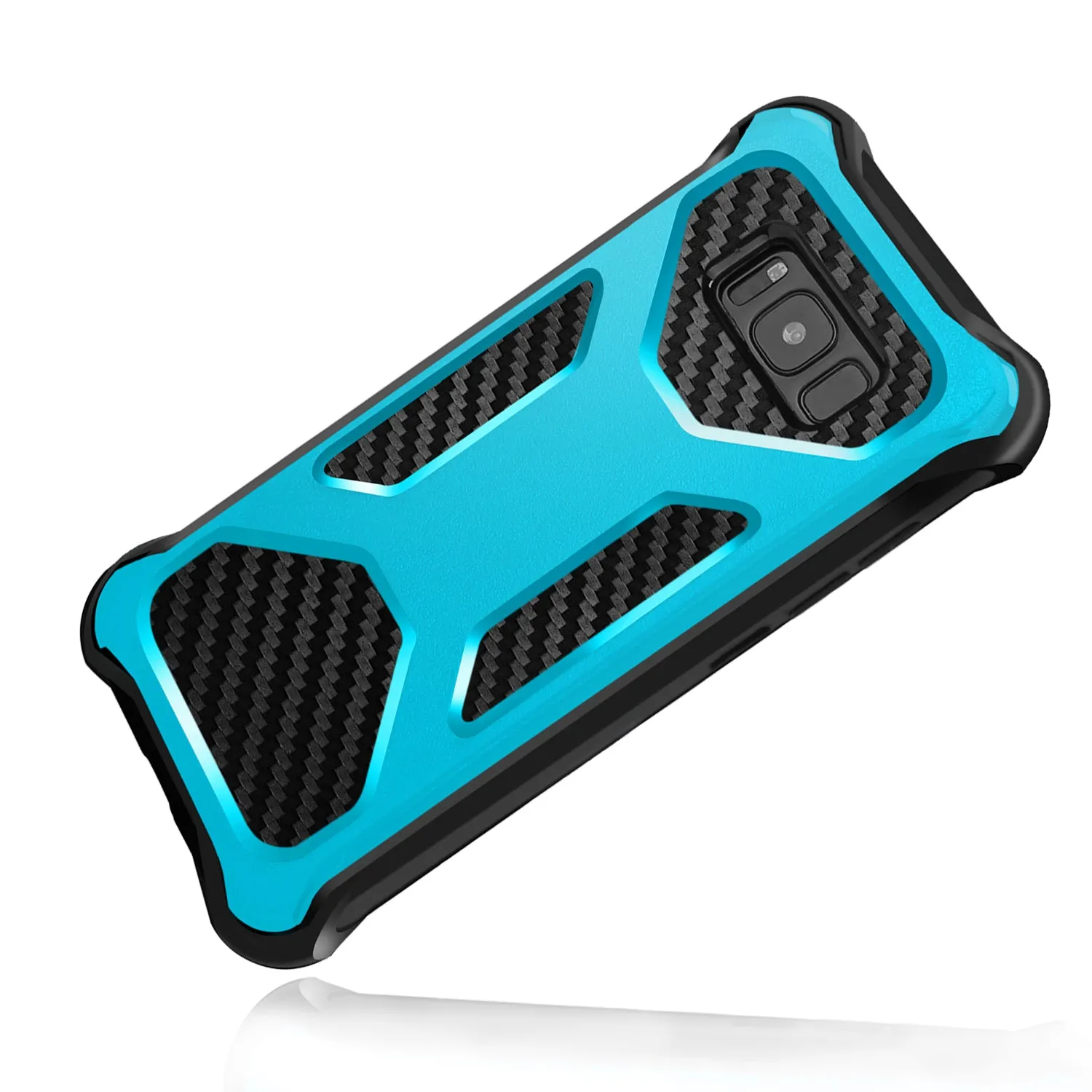 Samsung Galaxy Note 8 Case, Rugged Carbon Fiber Holster Combo Kickstand Clip Case Cover - Teal