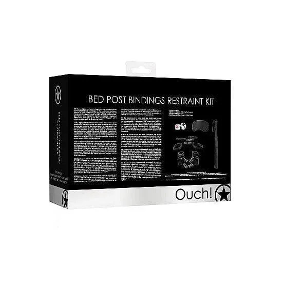 Shots Ouch! 6-Piece Bed Post Bindings Restraint Kit With Accessories Black