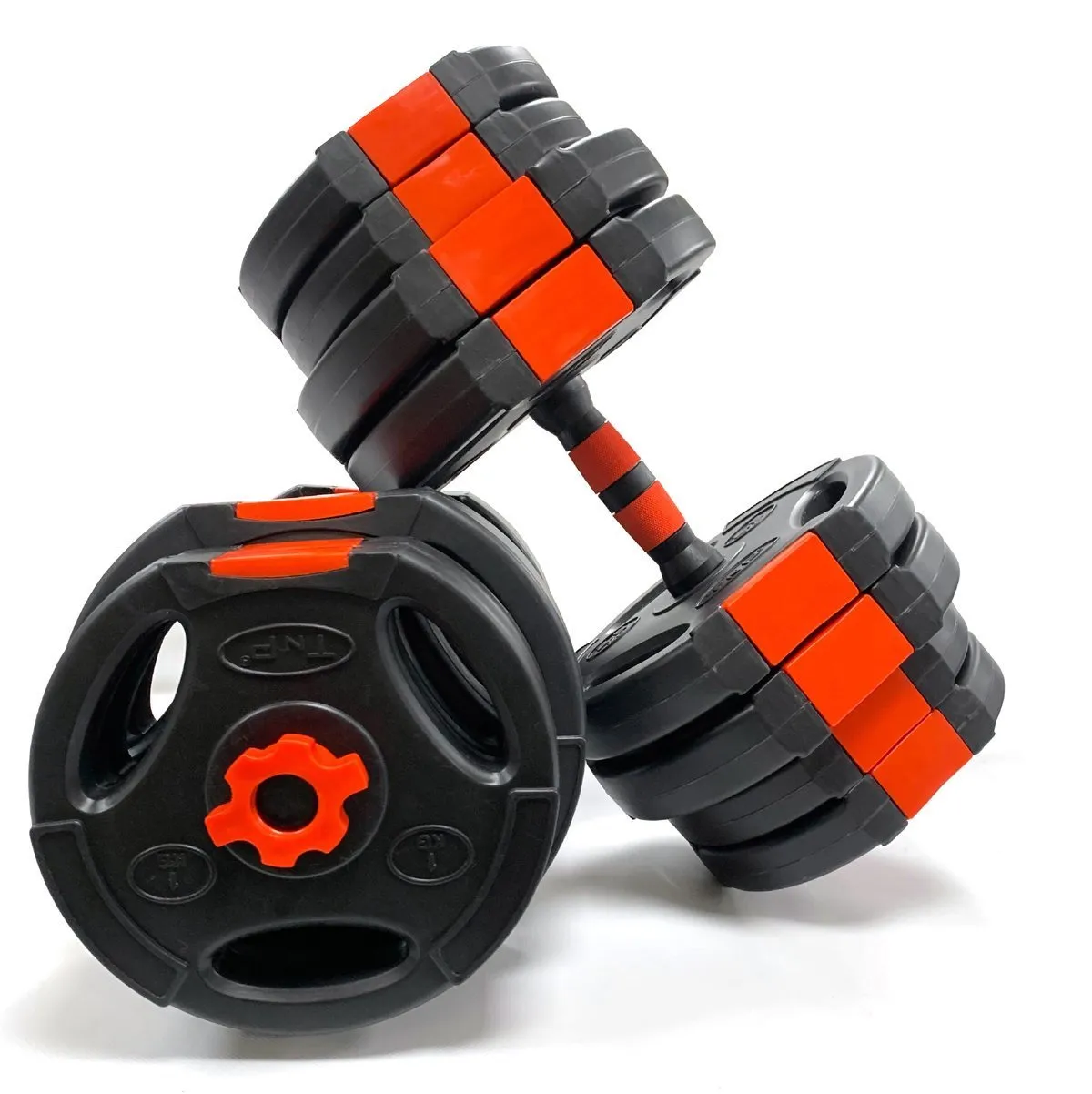 Tri-Grip Dumbbell Set (Black Red Dumbbell Bar) 10Kg