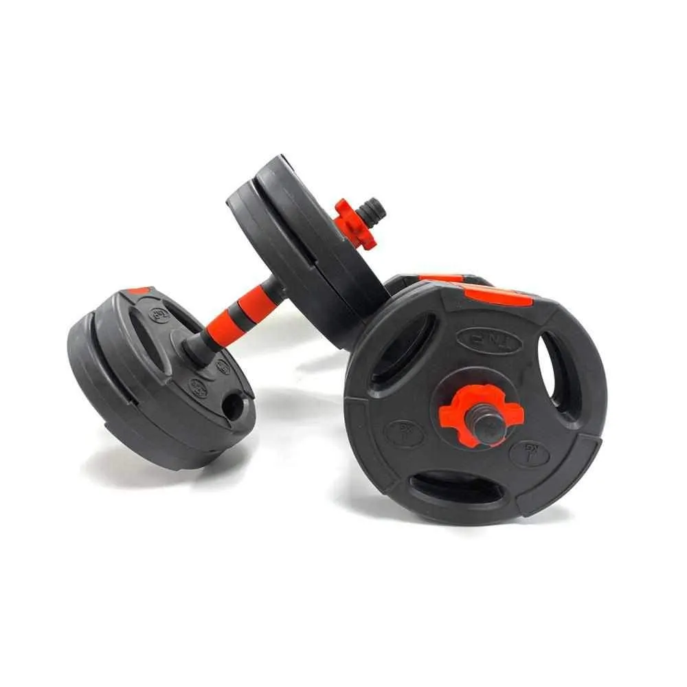 Tri-Grip Dumbbell Set (Black Red Dumbbell Bar) 10Kg