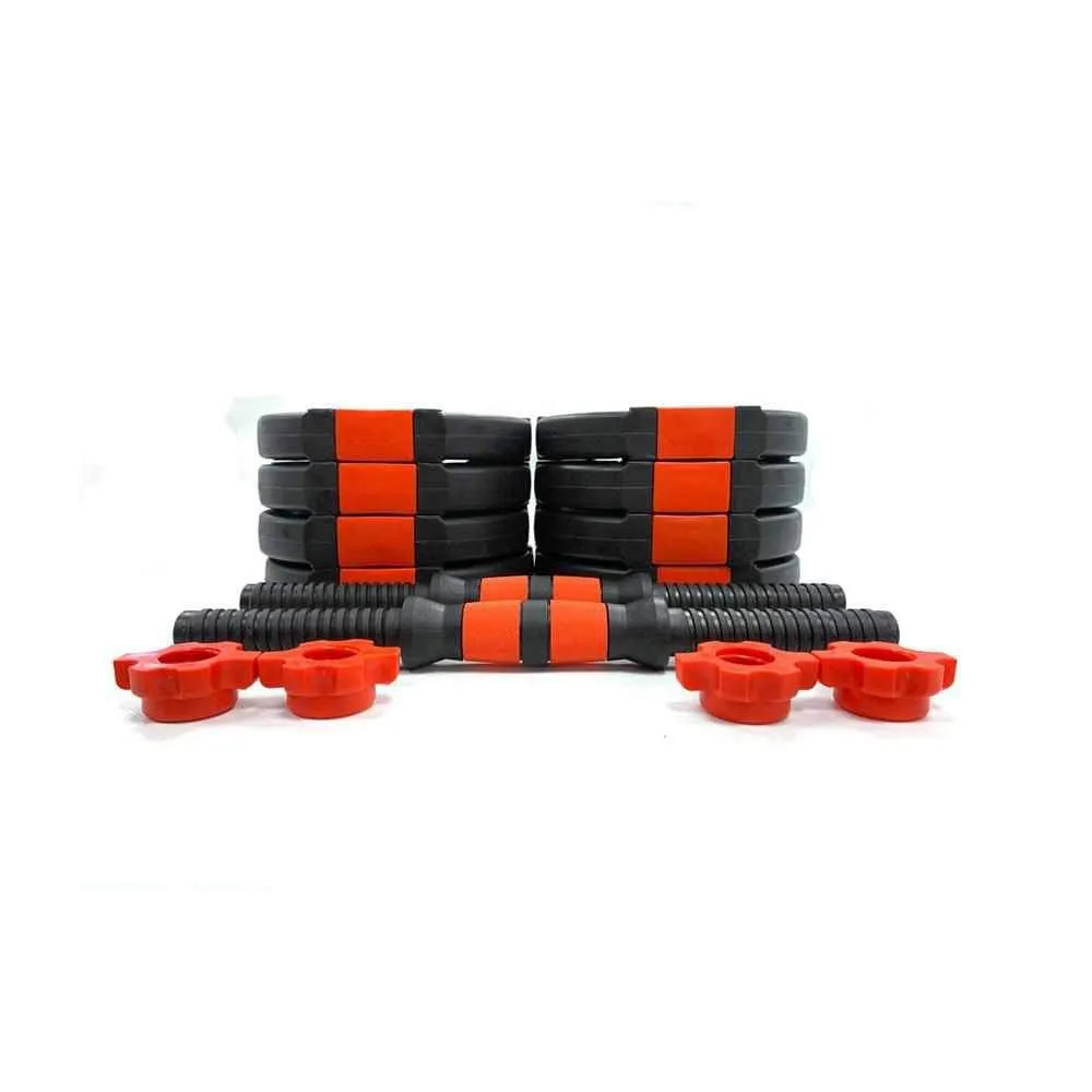 Tri-Grip Dumbbell Set (Black Red Dumbbell Bar) 10Kg