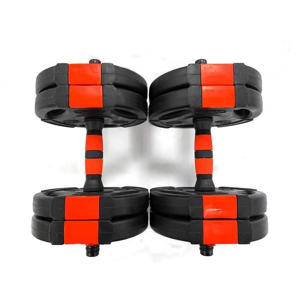 Tri-Grip Dumbbell Set (Black Red Dumbbell Bar) 10Kg
