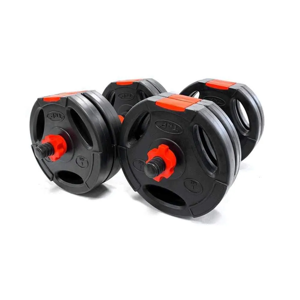 Tri-Grip Dumbbell Set (Black Red Dumbbell Bar) 10Kg