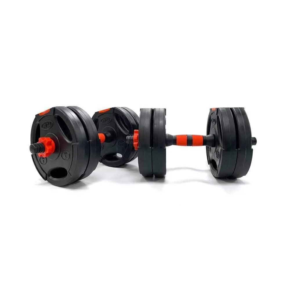 Tri-Grip Dumbbell Set (Black Red Dumbbell Bar) 10Kg