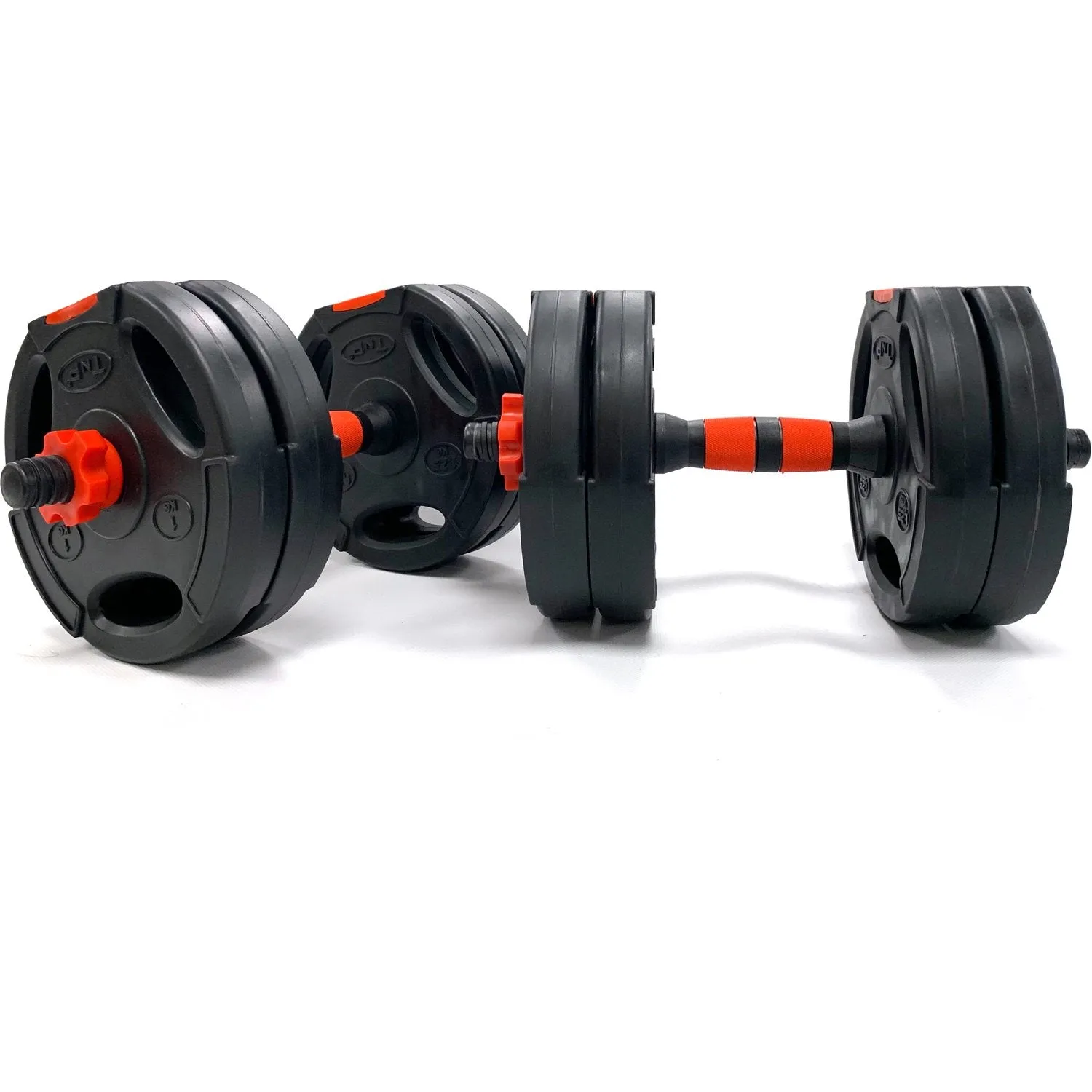 Tri-Grip Dumbbell Set (Black Red Dumbbell Bar) 10Kg
