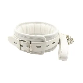 White Leather Collar With Leash