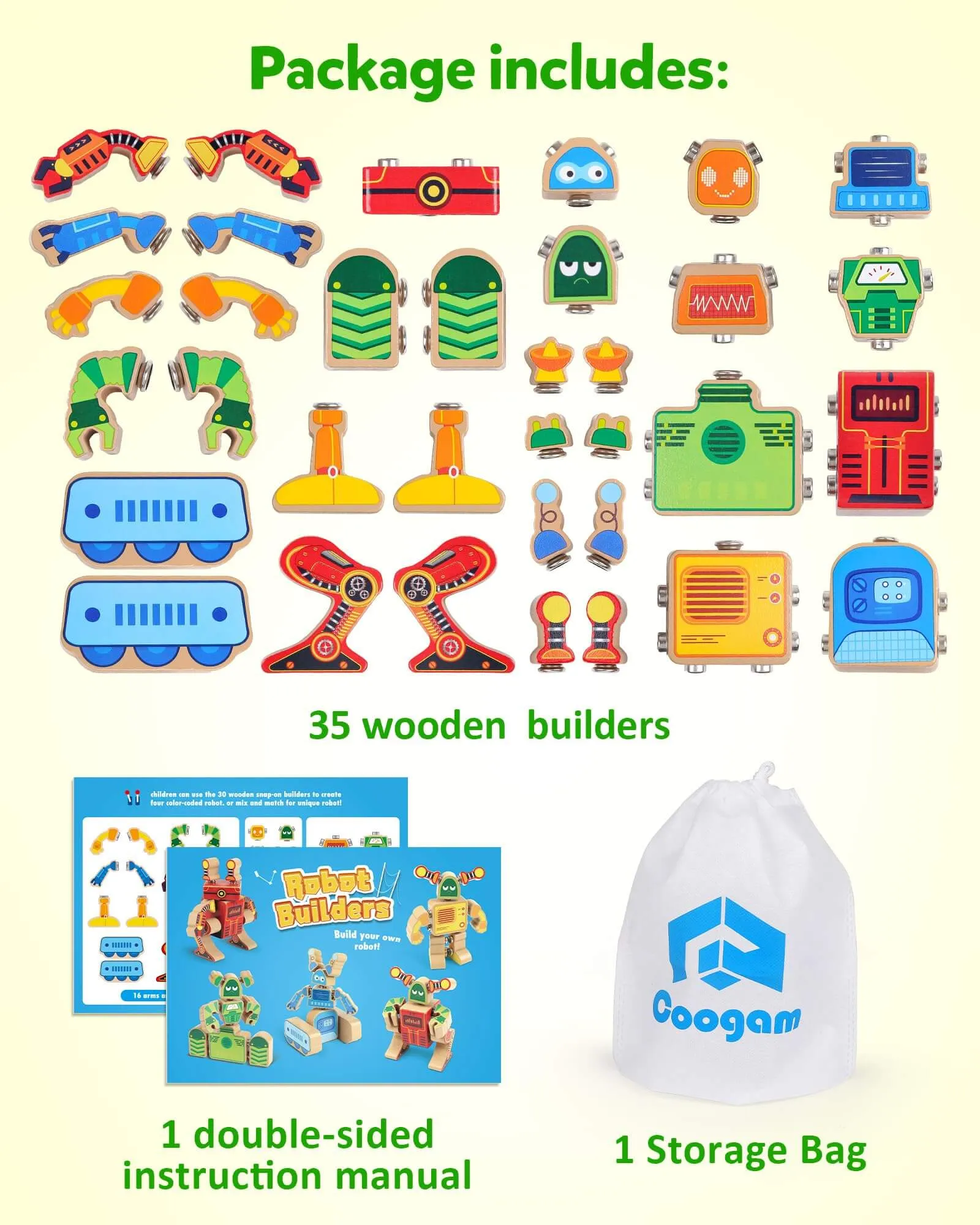 Wooden Snap Together Robot Builders