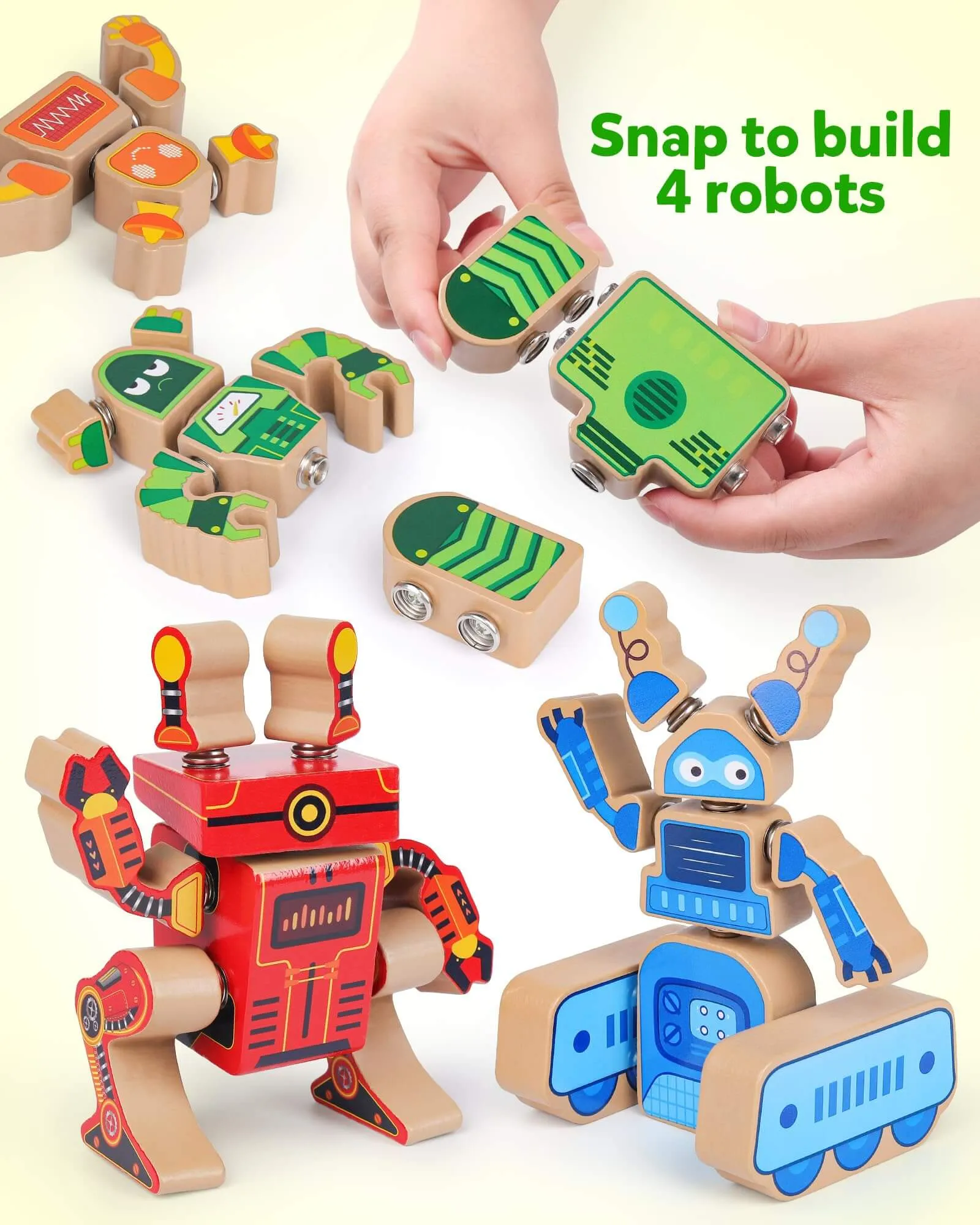 Wooden Snap Together Robot Builders