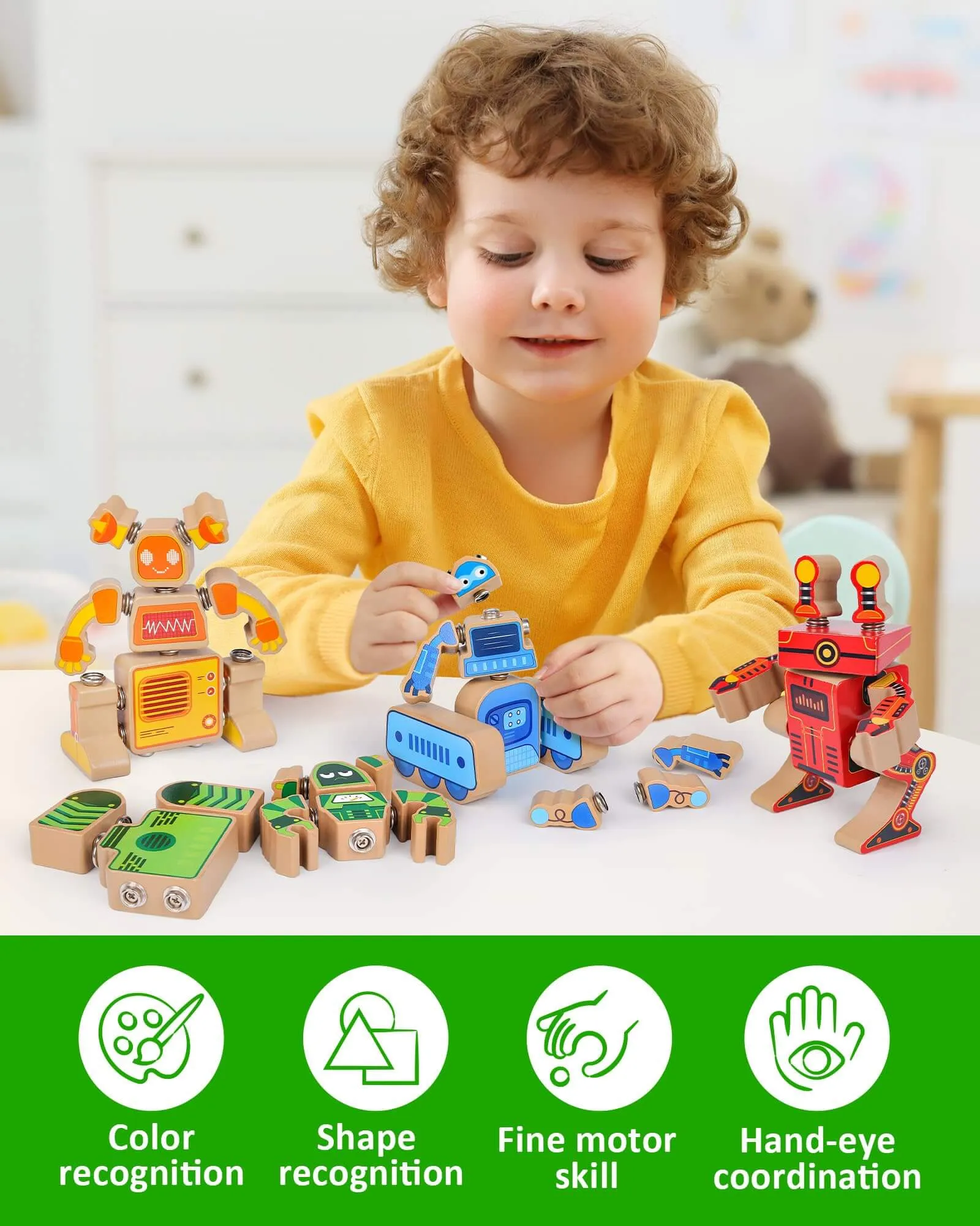 Wooden Snap Together Robot Builders