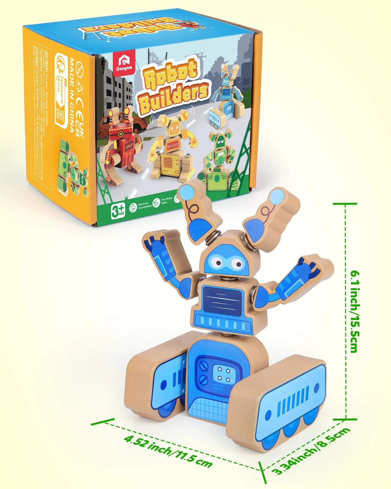Wooden Snap Together Robot Builders